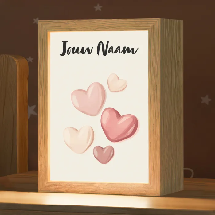 Hartjes - Roze - Minimalistisch - Illustratie Light Box met kabel (Kinderlampje) klein -zzz_3d_website