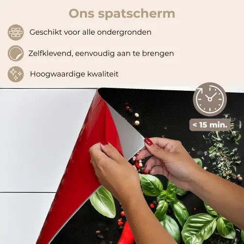 Chilipepers - Basilicum - Blaadjes - Rood keuken achterwand spatscherm klein -spatscherm_NL