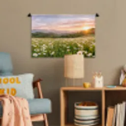Madelief - Veld - Heuvels - Groen Wandkleed katoen klein -wsfeer4_kind