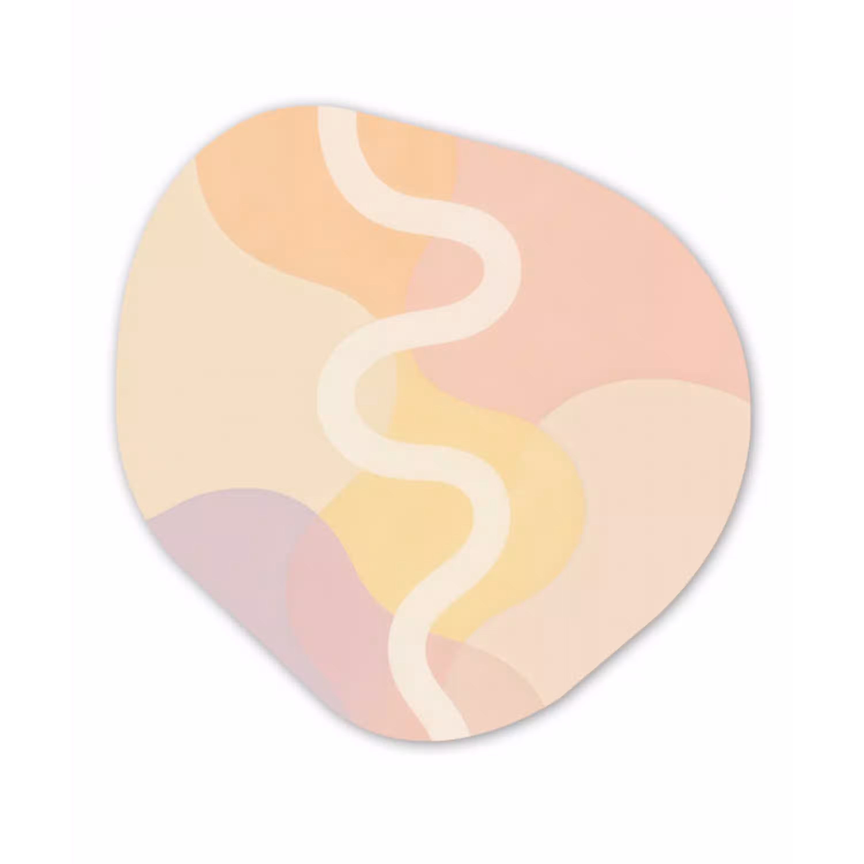 Golvende vormen - Abstract - pastel Wandcirkel Organisch Aluminium middel -3d