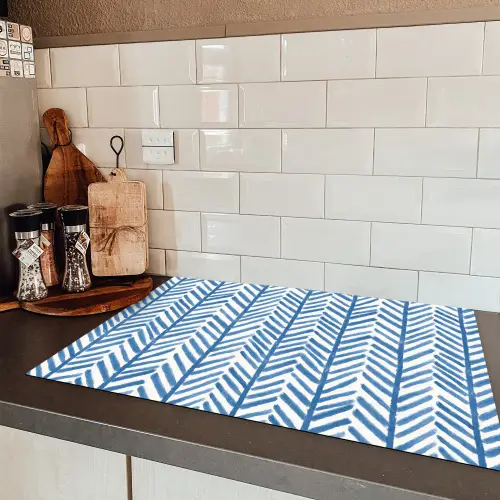 Patroon - Streep - Blauw Inductie beschermer vinyl 3mm klein 276 -sfeer3
