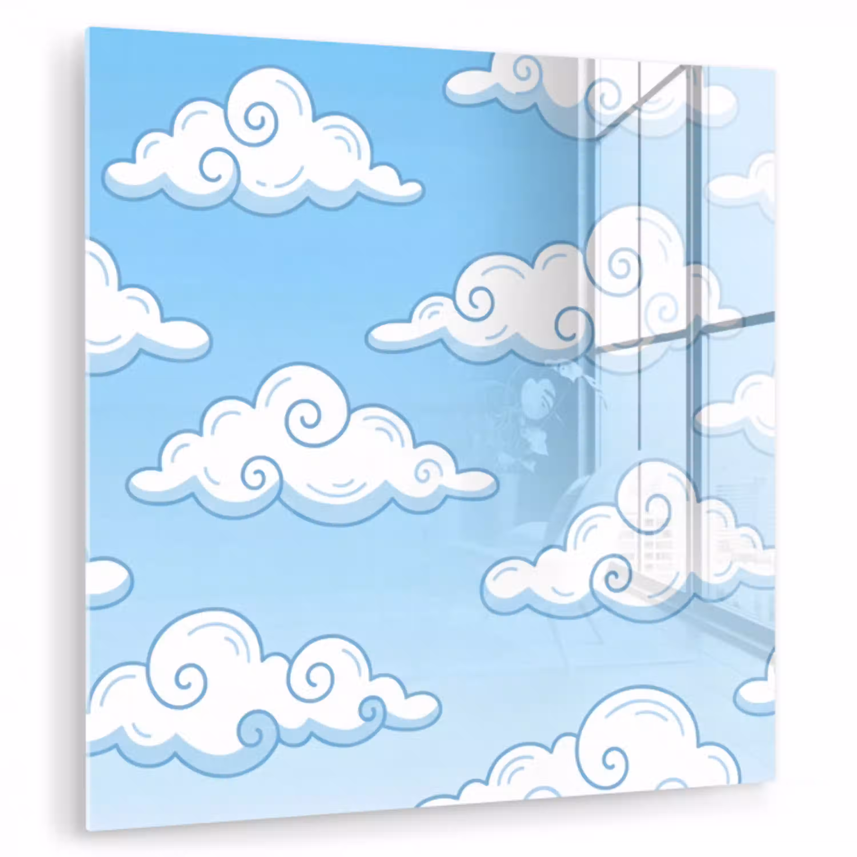Wolk - Lucht - Cartoon - Blauw - Wit plexiglas 5mm klein -zzzproduct_nieuw
