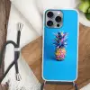 Ananas - Blauw - Tropisch - Vrolijk Hoesje iPhone 16 Pro Max met koord klein -sfeer4