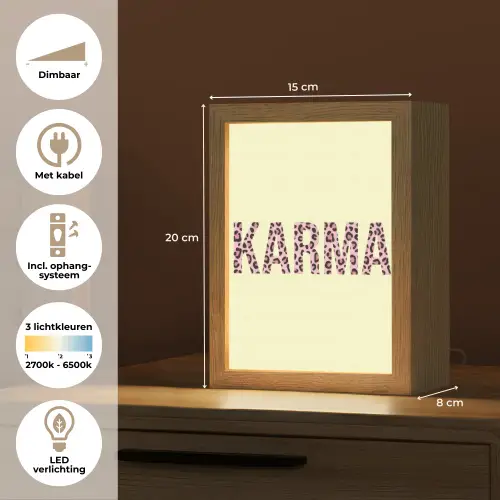 Karma - Luipaardprint - Geel Light Box met kabel (Tafellamp) klein -USP_NL