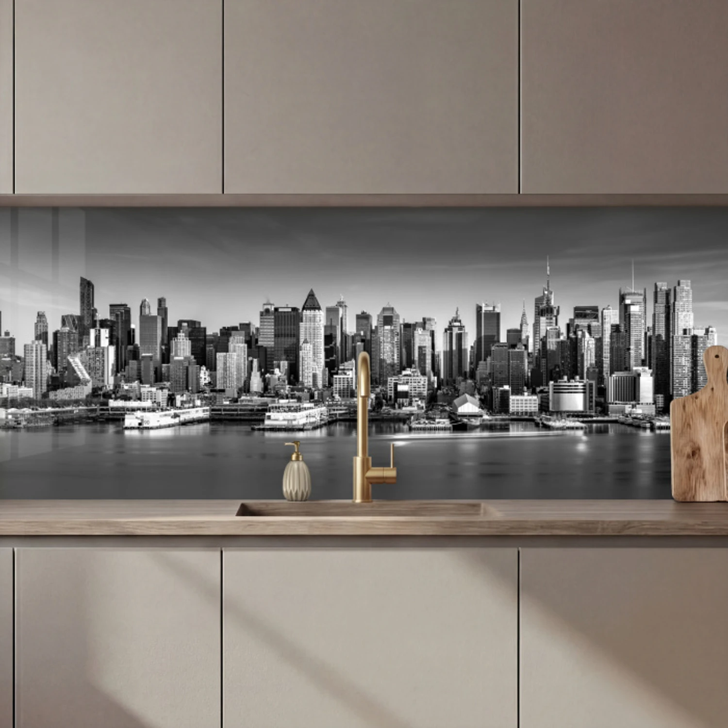 Skyline - Stad - Wolkenkrabbers - Zwart - Wit keuken achterwand 2 middel zz_3dshopping