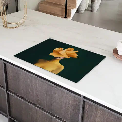 Vrouw - Hoed - Geel Inductie beschermer vinyl 3mm klein -sfeer8