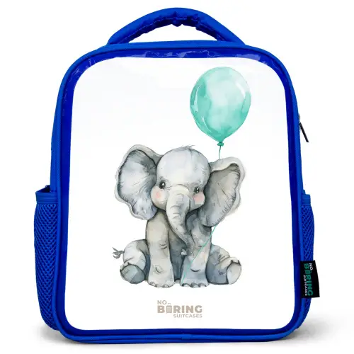 Olifant met blauwe ballon Kinderrugzak - Blauw middel -3d