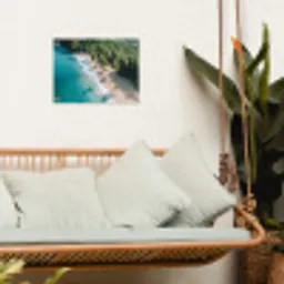 Tropisch - Strand - Water - Palmbomen tuinposter los doek klein -sfeer7