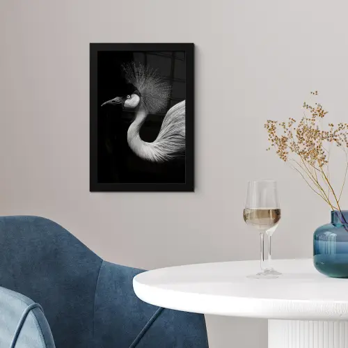 Kraanvogel - Zwart - Wit - Vogel - Dieren fotolijst zwart zonder passe partout klein -sfeer4