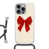 Strik - Symmetrisch - Rood - Lint Hoesje iPhone 16 Pro Max met koord klein -3d
