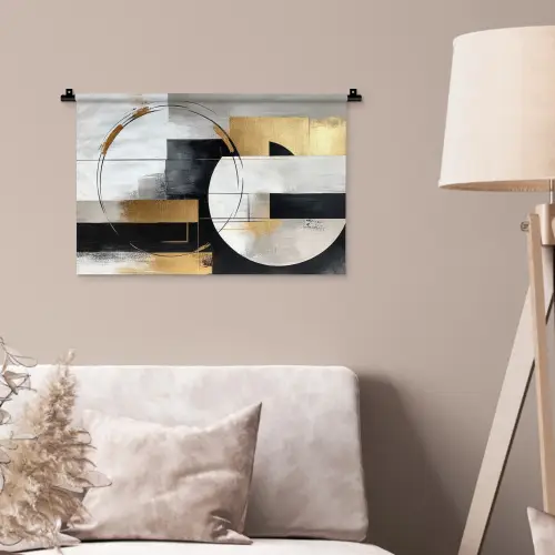 Abstract - Goud - Zilver - Vormen - Aesthetic Wandkleed katoen klein -sfeer4