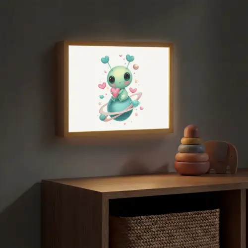 Ruimte - Wezen - Hartjes - Planeet Light Box met batterij (Wandlamp kind) middel -sfeer5_kind