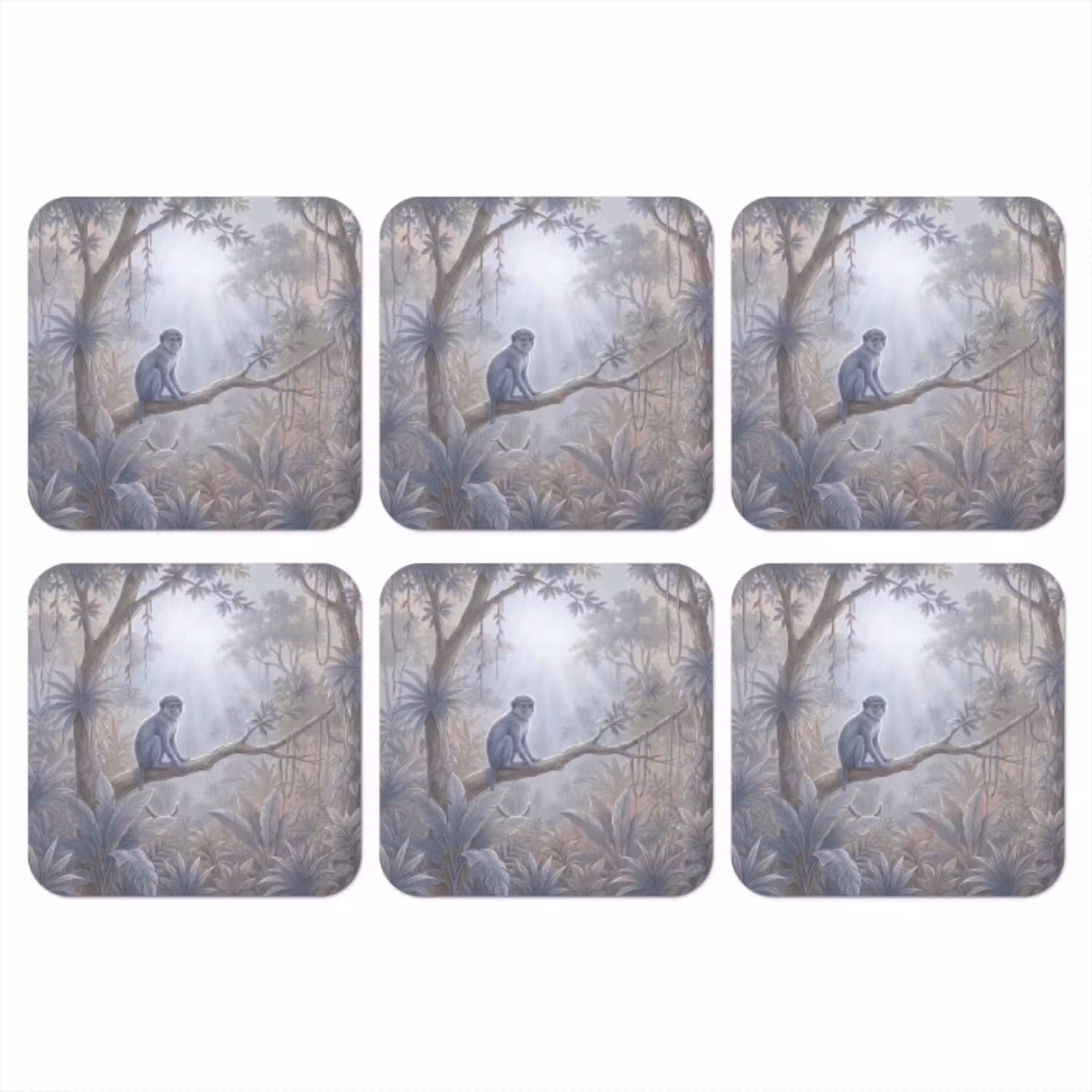 Aap - Boom - Jungle - Natuur - Grijs onderzetter kurk middel -3d