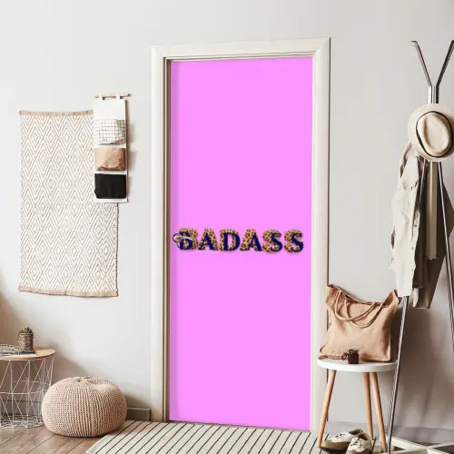 Felroze - Badass - Panterprint - Schaduw deurposter klein -sfeer6