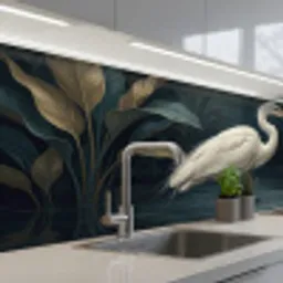 Reiger - Water - Natuur - Modern - Wit keuken achterwand 2 middel -3d_schuin