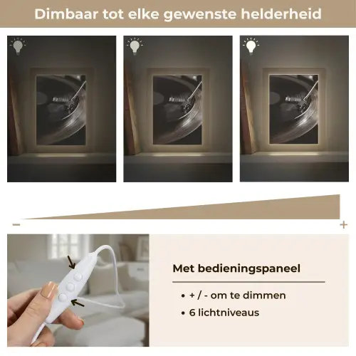 Close-up - Vinylplaat - Platenspeler - Zwart Light Box met kabel (Tafellamp) klein -USP_dimbaarNL