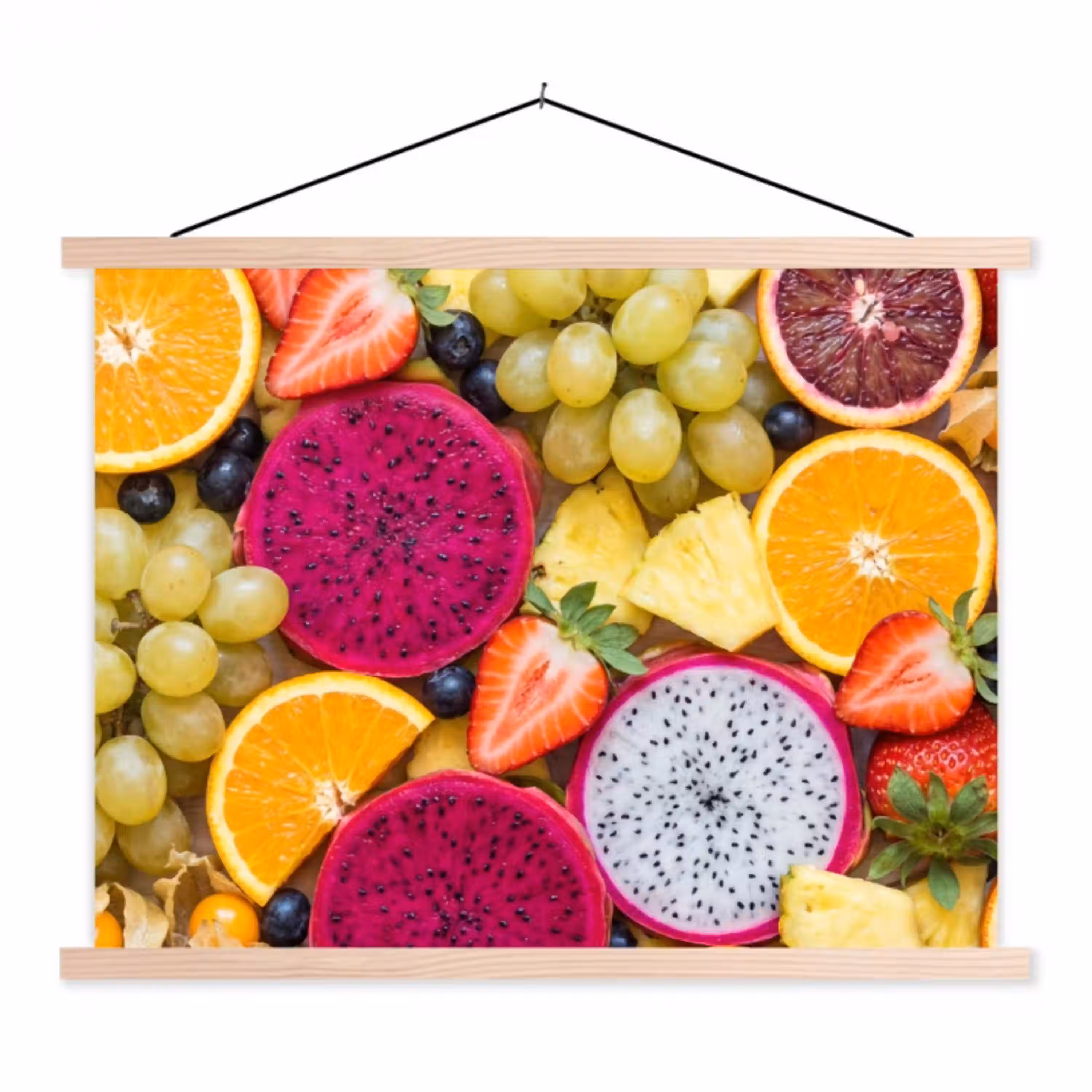 Fruit - Assortiment - Kleurrijk - Gezondheid textielposter latten blank klein -3d