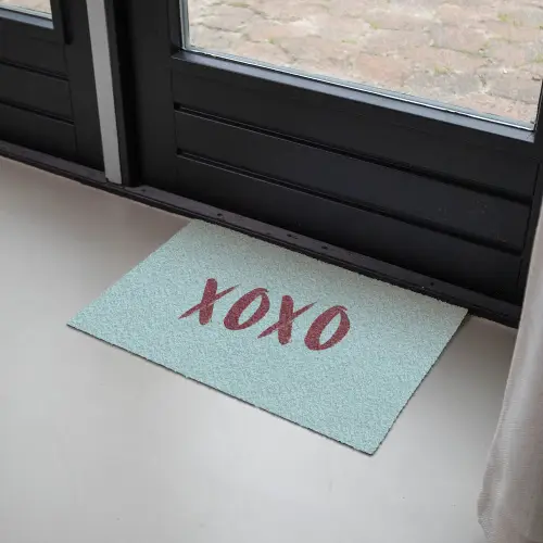 XOXO - Blauw - Rood Deurmat klein -sfeer2