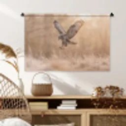 Buizerd - Roofvogel - Natuur - Bruin Wandkleed katoen middel -sfeer5