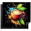 Koffie - Graffiti - Drinken - Abstract Inductie beschermer vinyl 3mm middel -3d