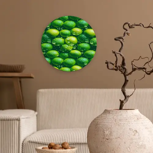 Limoenen - Druppels - Groen Wandcirkel plexiglas klein 852 -sfeer1