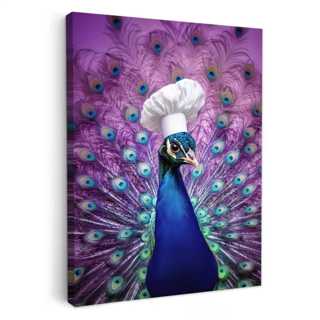 KitchenYeah - Küche - Leinwand - Pfau - Kochmütze - Cool - Lila