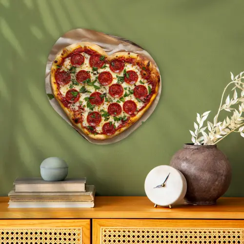 Pizza - Hart - Pepperoni - Tomaat Wandcirkel Organisch Forex 3mm klein -sfeer2