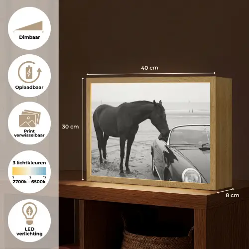 Paard - Auto - Zwart - Wit Light Box met batterij (Wandlamp) middel -USP_websiteoverzichtNL