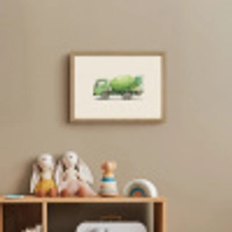 Betonwagen - Illustratie - Groen - Minimalistisch Light Box met batterij (Wandlamp kind) middel -sfeer2_kind