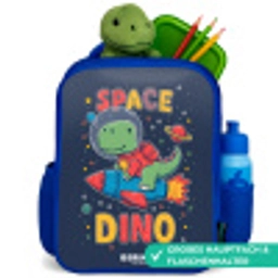Dino - Groen - Raket - Sterren Kinderrugzak - Blauw middel -inhoud_DE