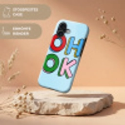 Oh ok - Blauw - Kleurrijk Toughcase MagSafe Apple iPhone 17 klein -USP_RandenV_DE
