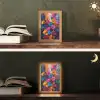 Bloemen - Kleurrijk - Abstract - Modern Light Box met kabel (Tafellamp) klein -sfeer3