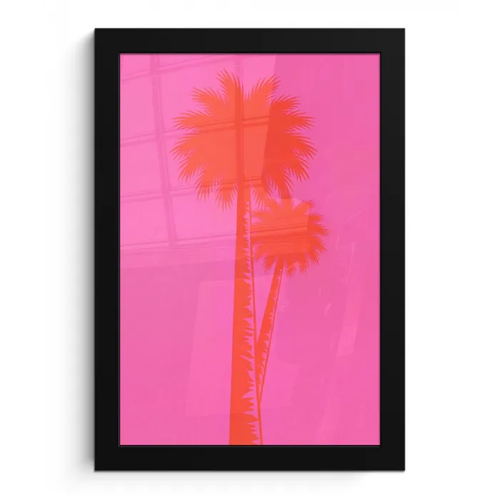 Palmbomen - Modern - Roze fotolijst zwart zonder passe partout klein -3d