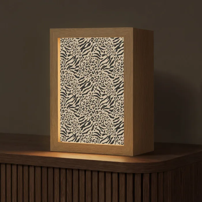 Giraf - Zebra - Motief - Bruin Light Box met kabel (Tafellamp) klein 925 -z3d_website