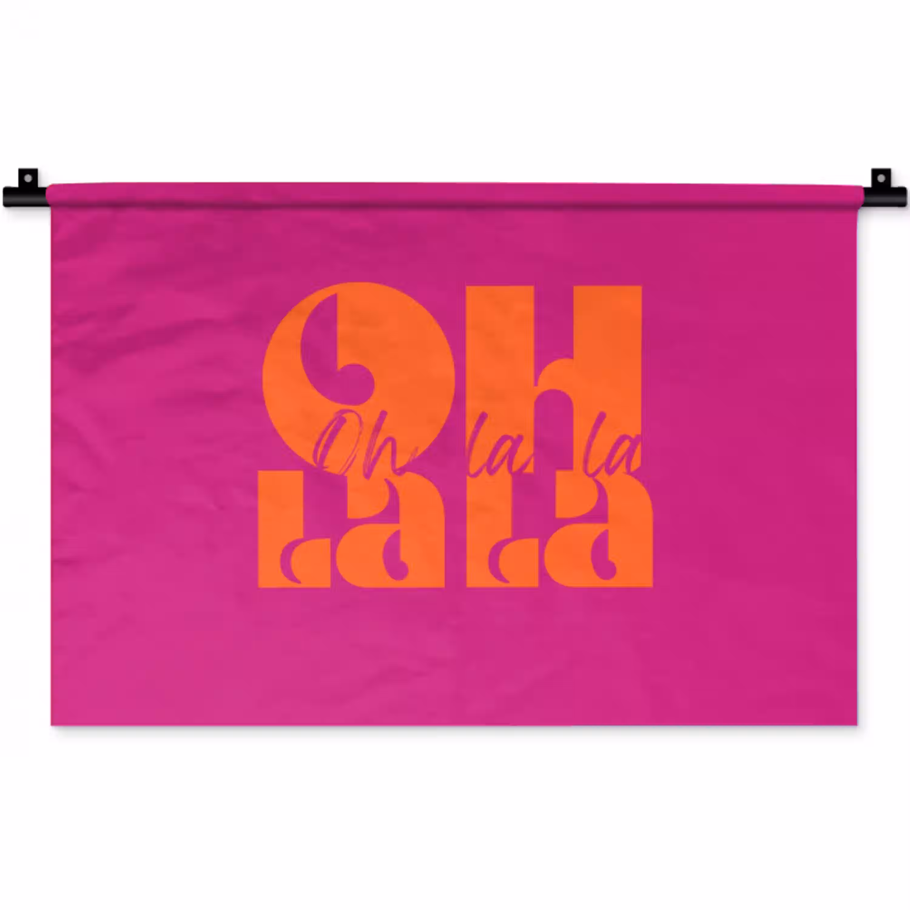 Oh la la - Roze - Oranje - Gestapelde letters Wandkleed katoen klein -zz3d