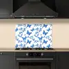 Vlinder - Bloemen - Blauw keuken achterwand spatscherm klein 900 -sfeer1