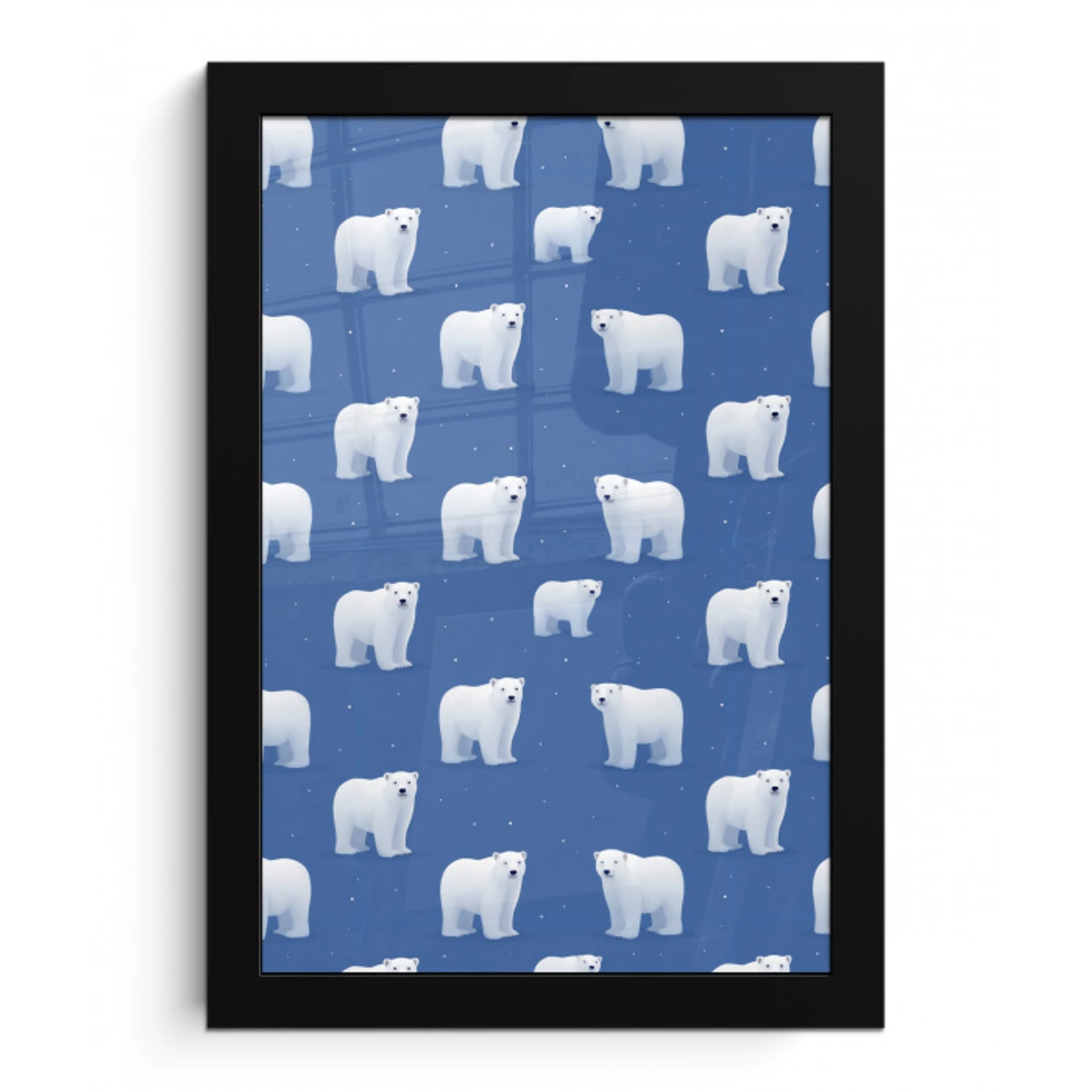 IJsbeer - Patroon - Blauw fotolijst zwart zonder passe partout klein 224 -3d