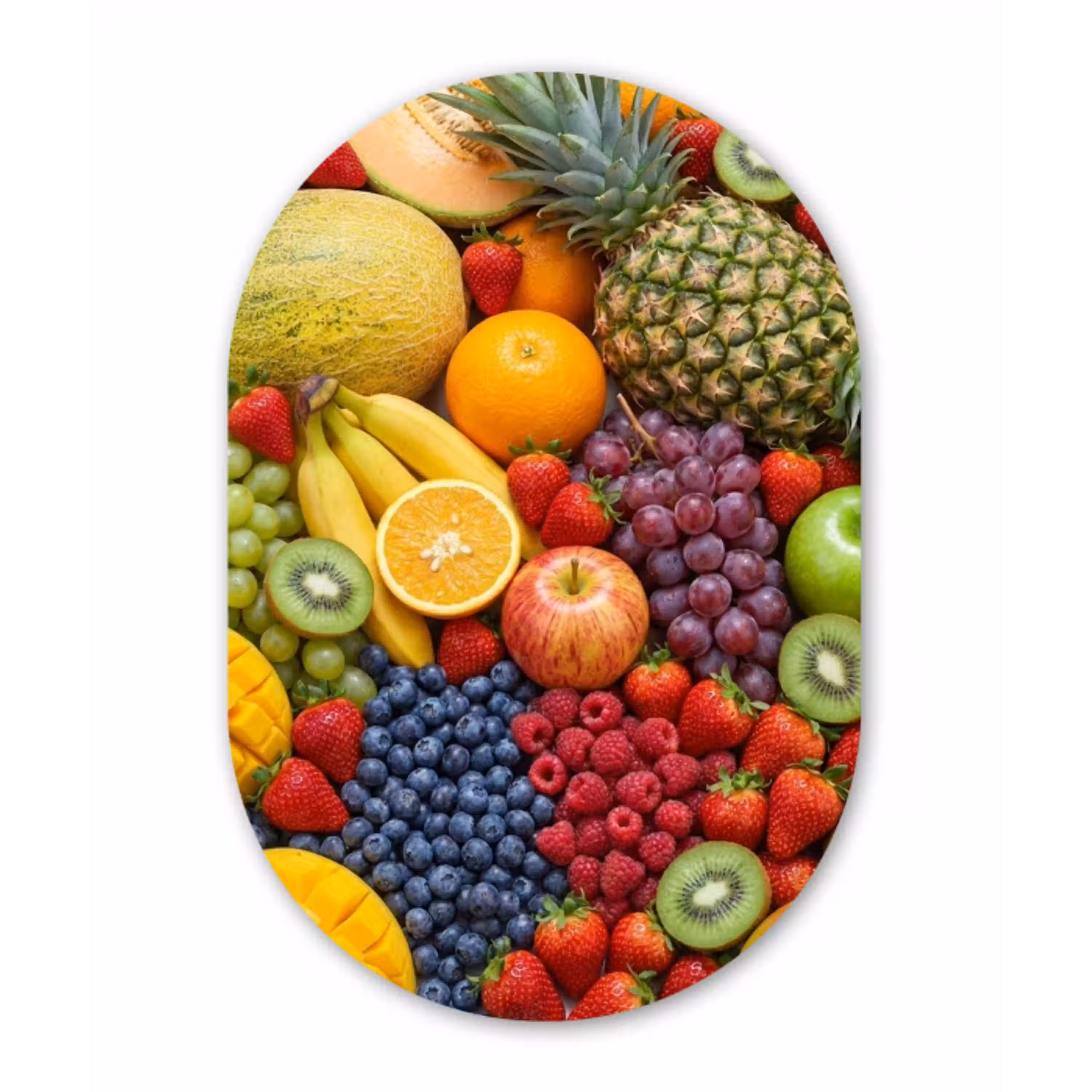 Eten - Fruit - Vers - Kleurrijk - Voeding Wandcirkel Ovaal Aluminium middel -3d