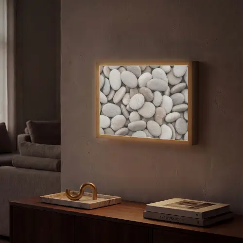 Kiezels - Stenen - Grijs Light Box met batterij (Wandlamp) middel -sfeer1