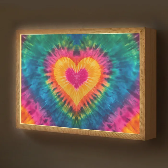 Hart - Tie Dye - Kleurrijk Light Box met batterij (Wandlamp kind) middel -z3d_website