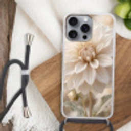 Bloem - Dahlia - Wit Hoesje iPhone 16 Pro Max met koord klein -sfeer4