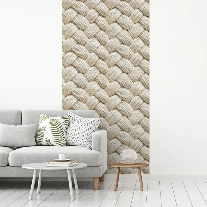 Touw - Gebreid - Beige fotobehang vinyl groot 64 -woonkamer