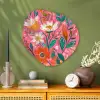 Roze - Bloemen - Wit - Oranje Wandcirkel Organisch Plexiglas middel -sfeer2