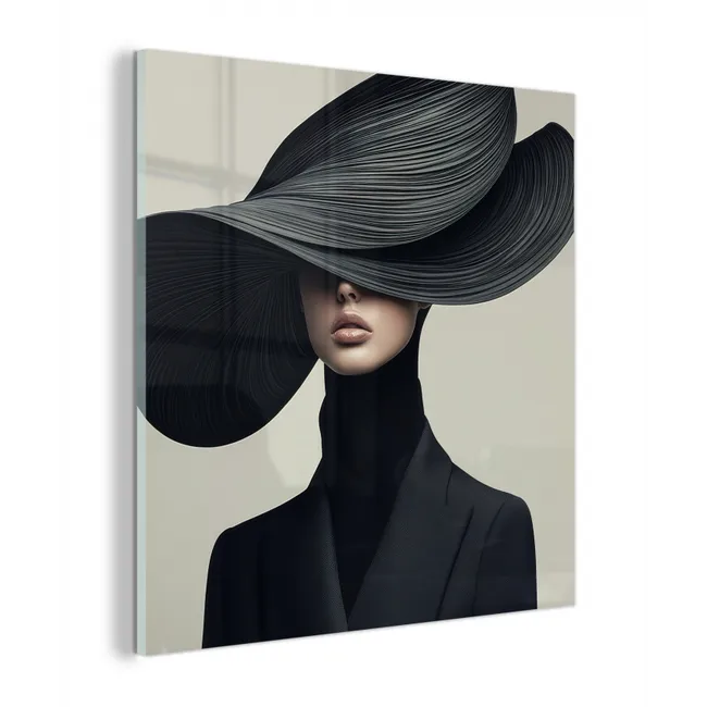 Zwart - Vrouw - Hoed plexiglas 5mm klein -z3d