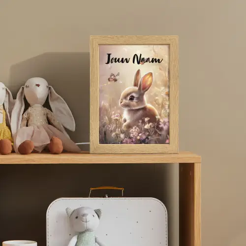 Konijntje - Bruin - Bloemen - Vlinders Light Box met kabel (Kinderlampje) klein -sfeer2_kind