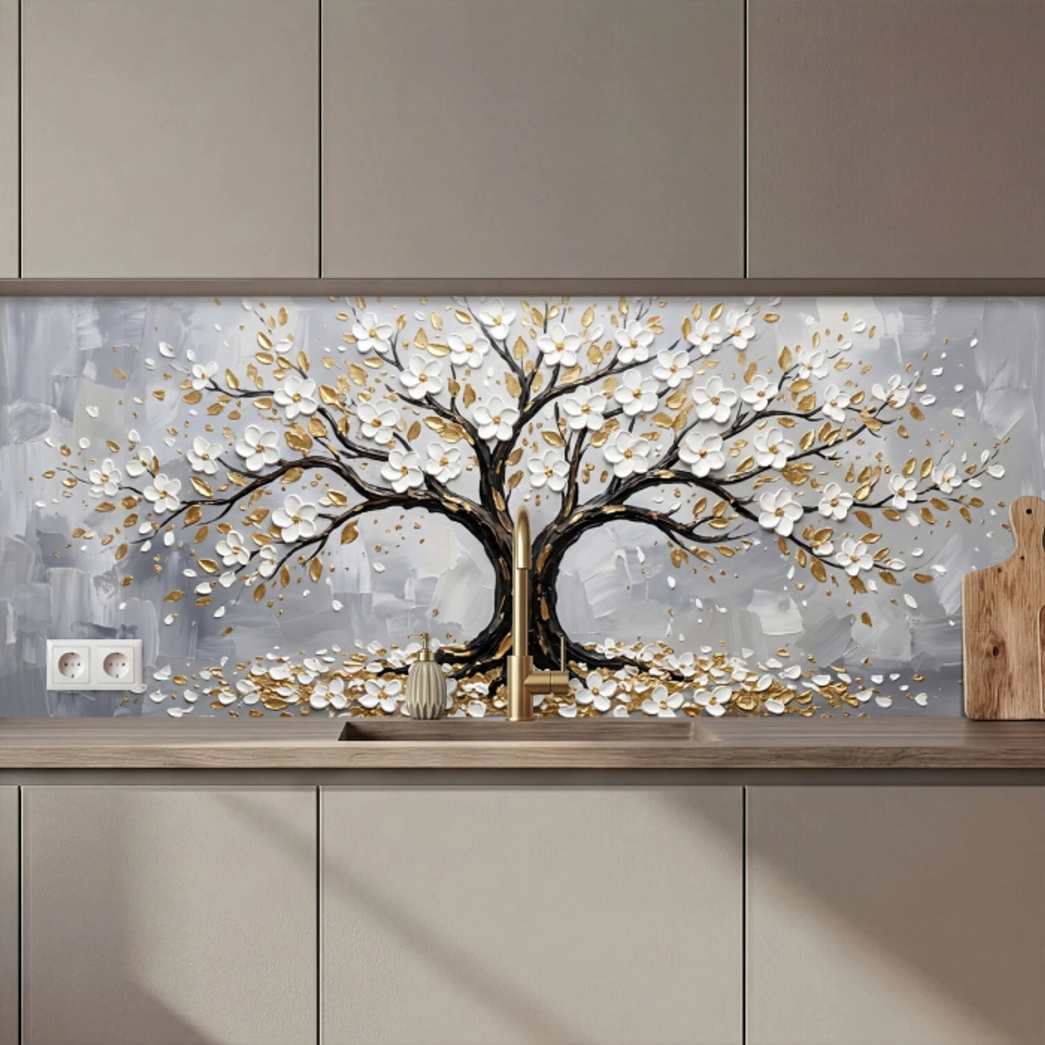 Boom - Bloemen - Natuur - Abstract - Wit keuken achterwand 2 middel zz_3dshopping