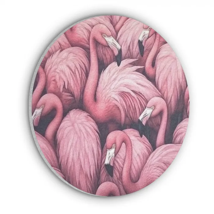 Flamingo - Roze - Dieren Akoestische PET Vilt - Rond klein -3d
