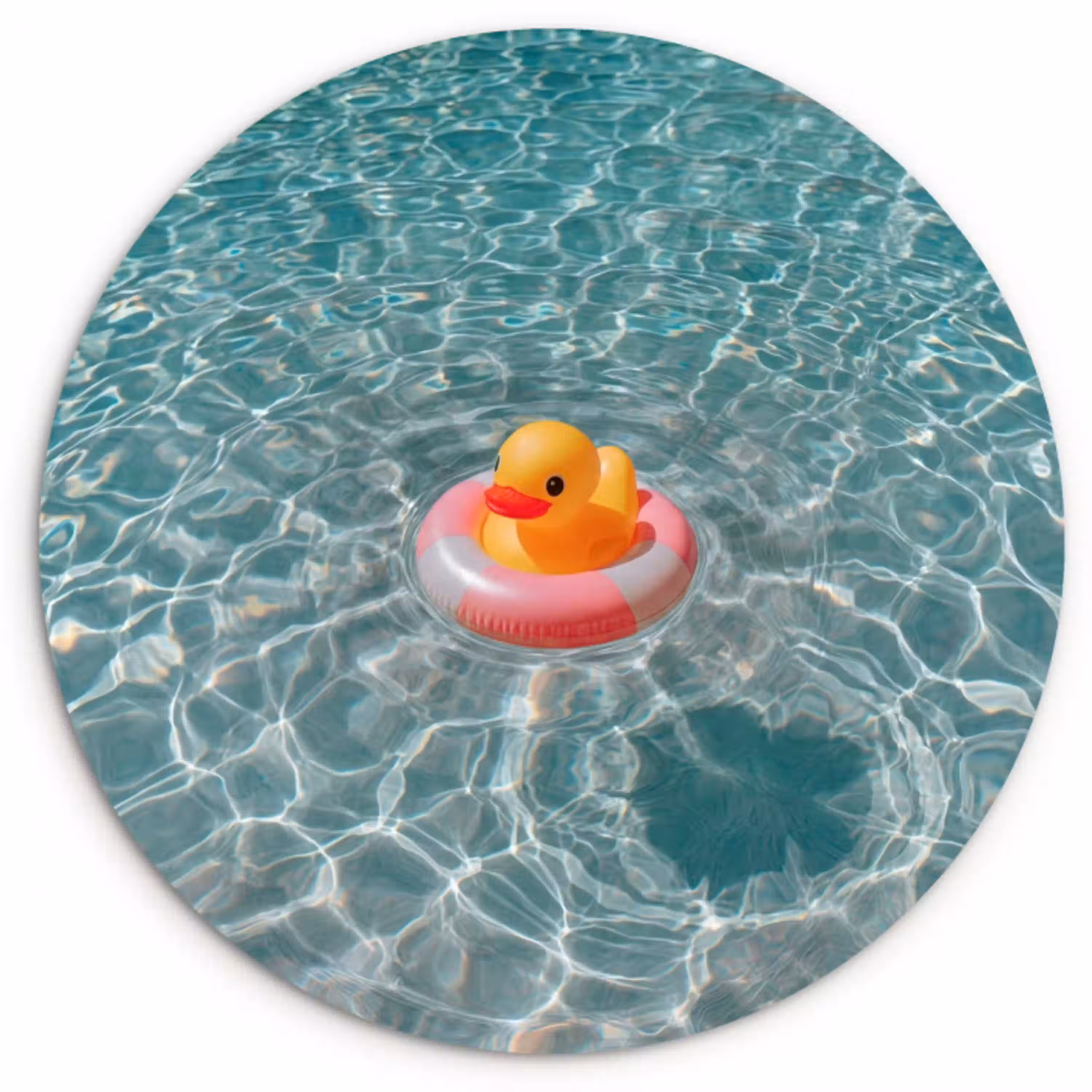 Badeend - Zwemband - Geel Wandcirkel kunststof plaat 5mm dik klein -3d