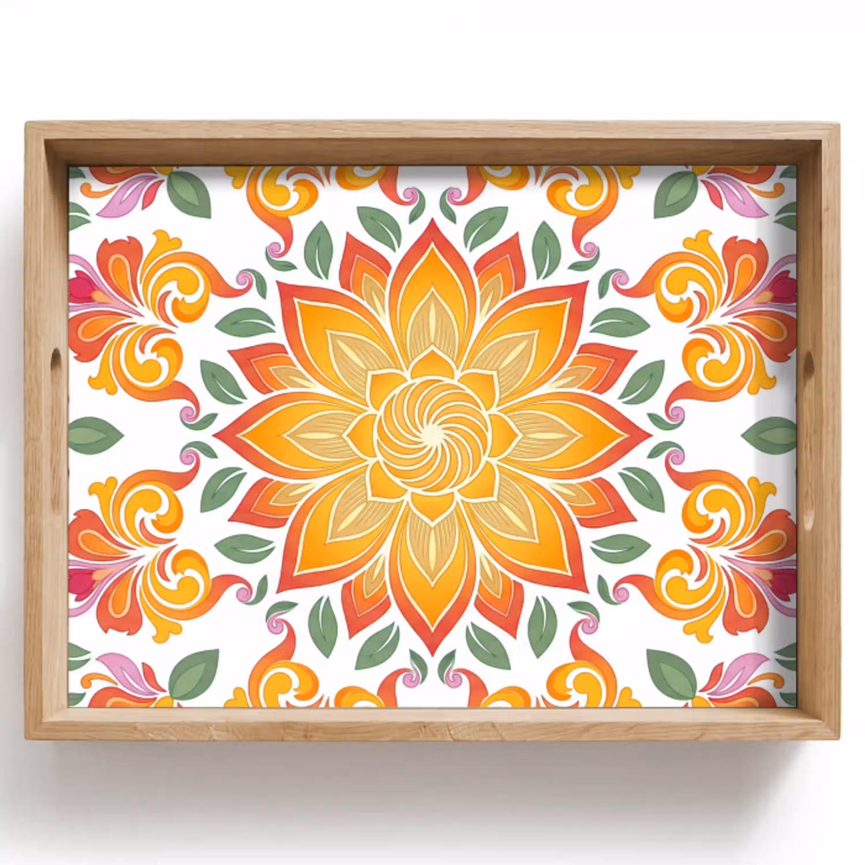 Mandala - Bloemen - Decoratie - Kleurrijk - Abstract Dienblad Rechthoek middel -z3d_shopping