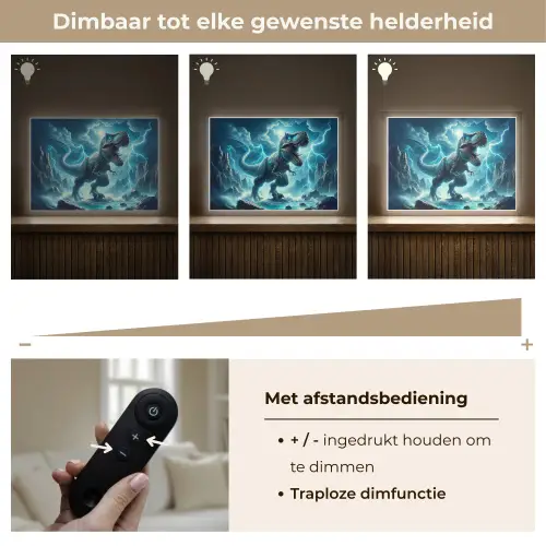 Dino - Blauw - Jongens Light Box met batterij (Wandlamp kind) middel -USP_dimbaarNL